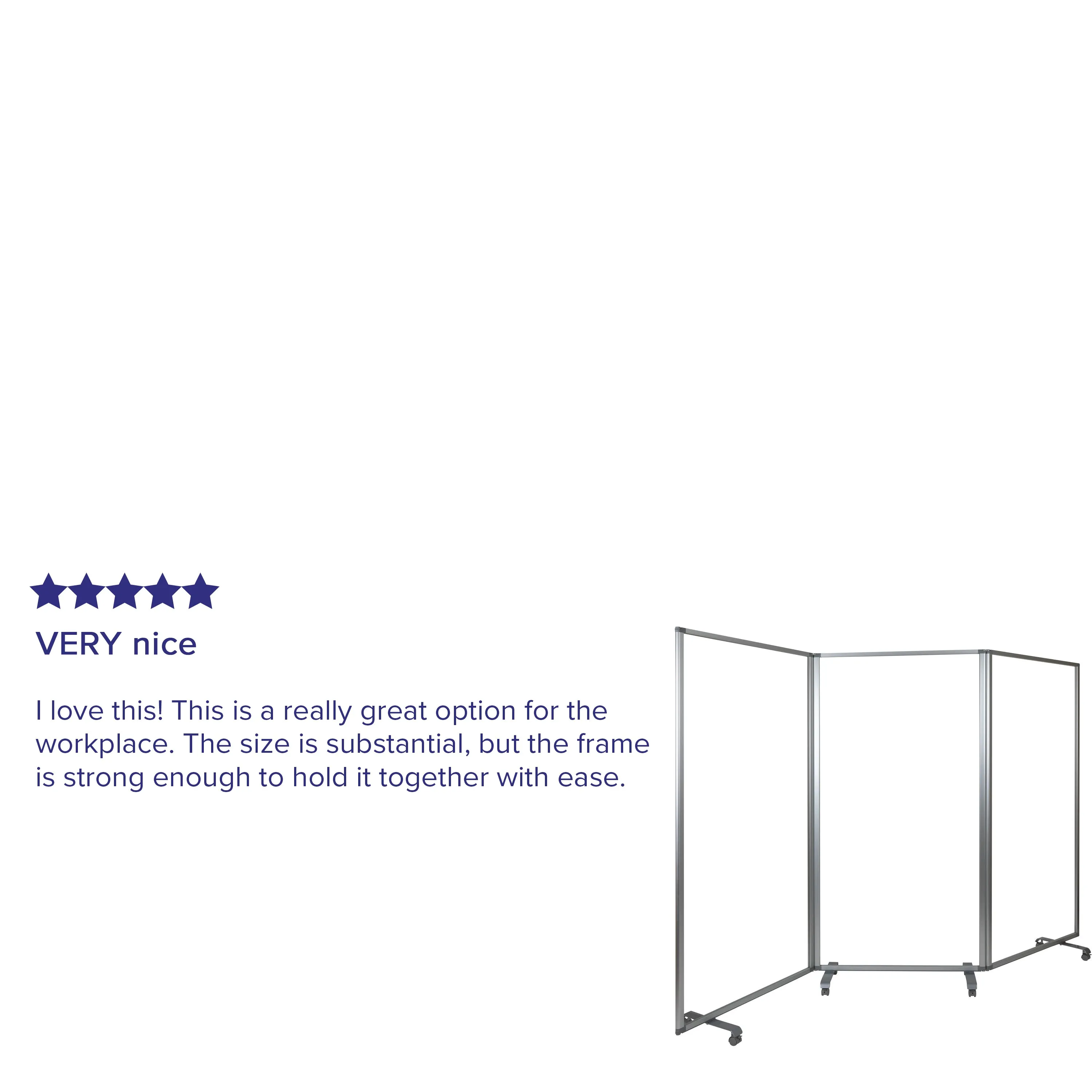 36"L Clear Mobile Partition BR-PTT001-3-AC-90183-GG