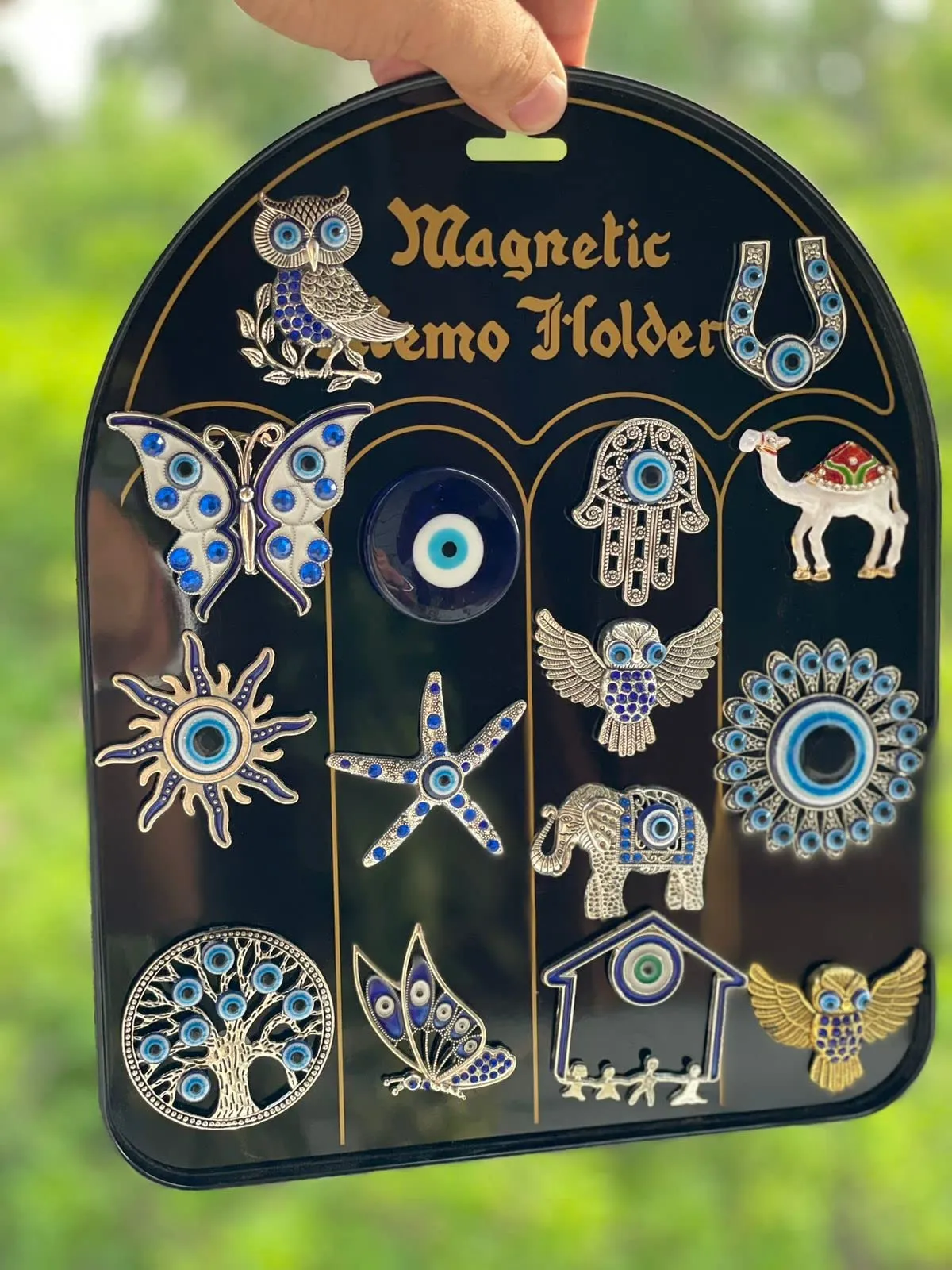 BLUE BEADS Home & Decor Magnets Multi Design Turkish Evil Eye Fridge Magnet Refrigerator Good Luck Sticker Decorative Things & Car Accessories (Any Design Pack of 5 Pcs Magnets)