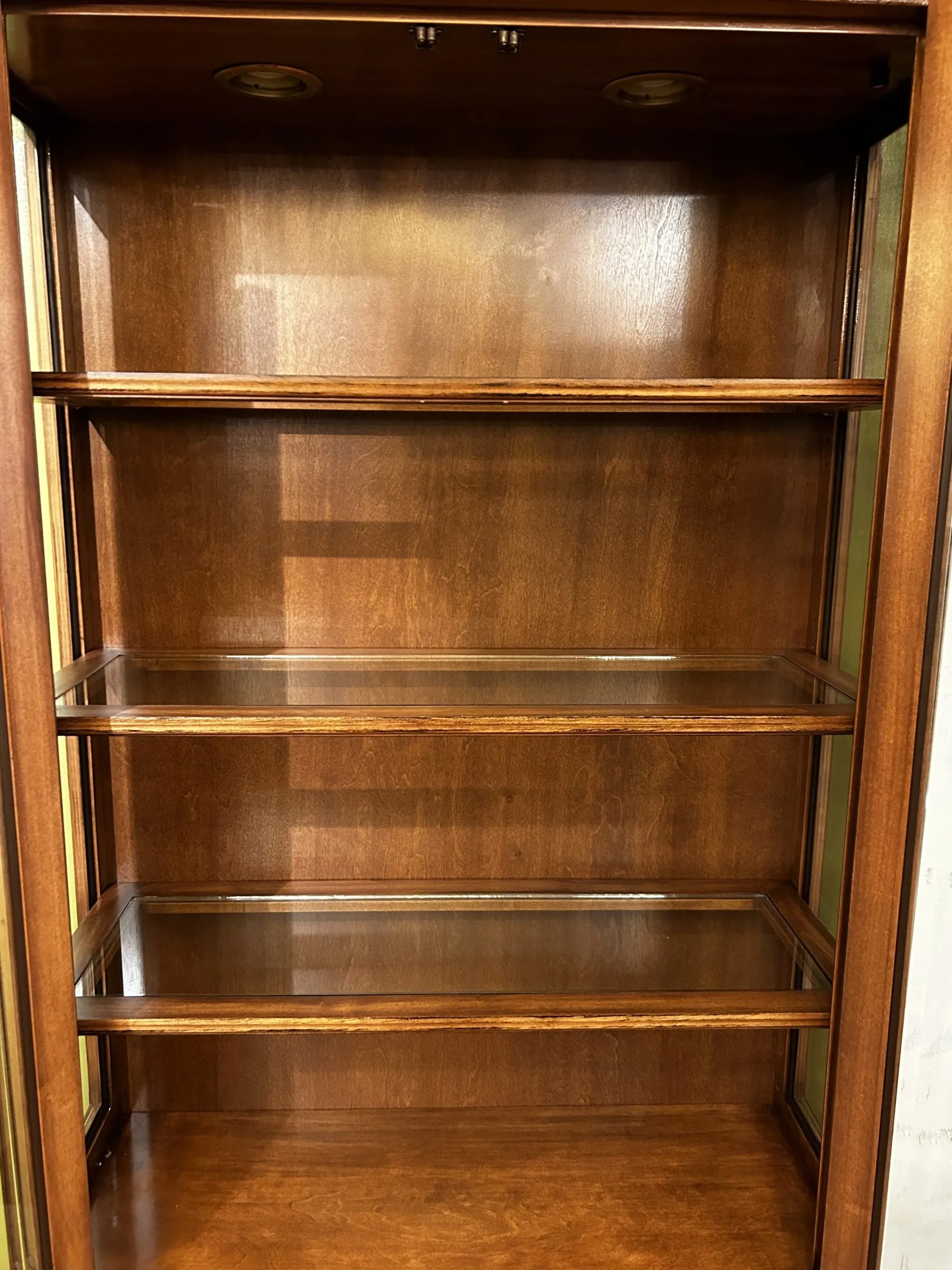 Display Cabinet, Curio Wood Cabinet with Glass Shelves, Interior Lighting