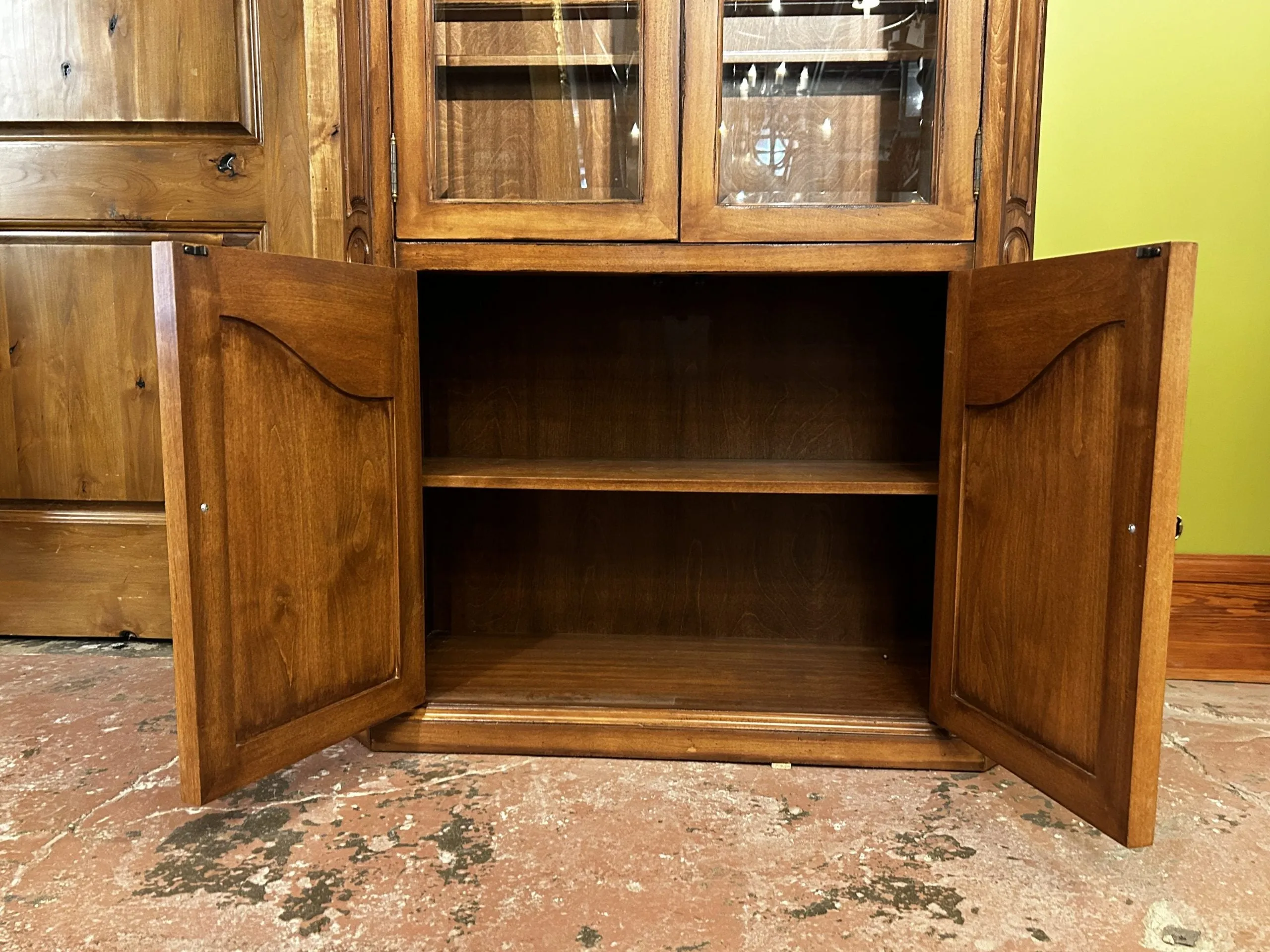 Display Cabinet, Curio Wood Cabinet with Glass Shelves, Interior Lighting