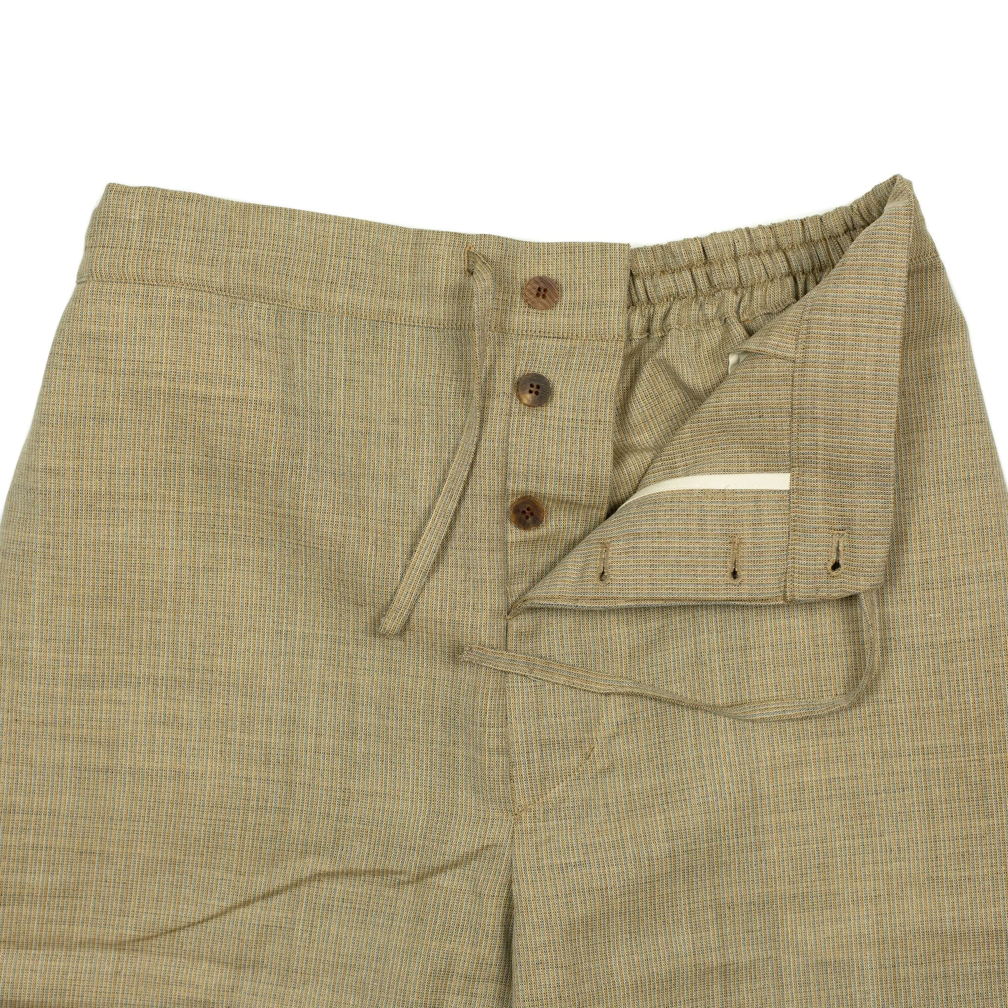 Easy pants in beige and blue lightweight Lovat wool