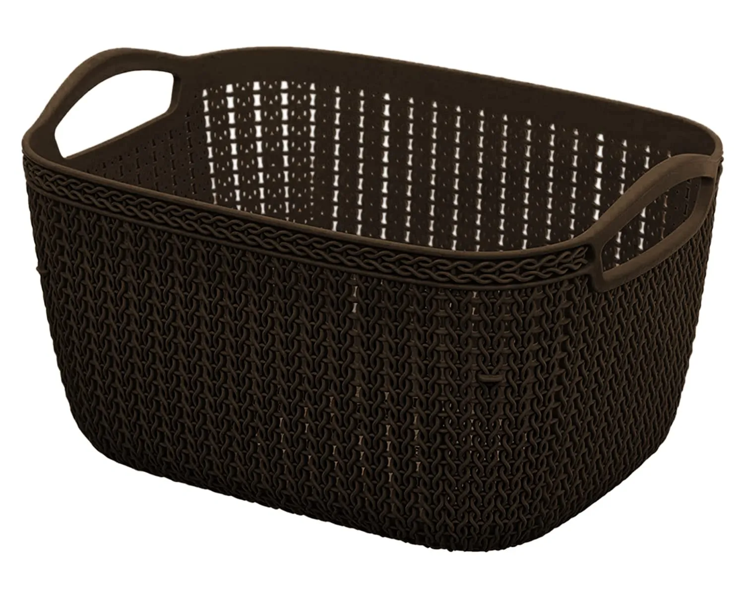 Heart Home Q-6 Designer Plastic Storage Basket For Store Fruits, Vegetables, Magazines, Cosmetics, Stationary Pack of 2 (Brown)-50HH01676