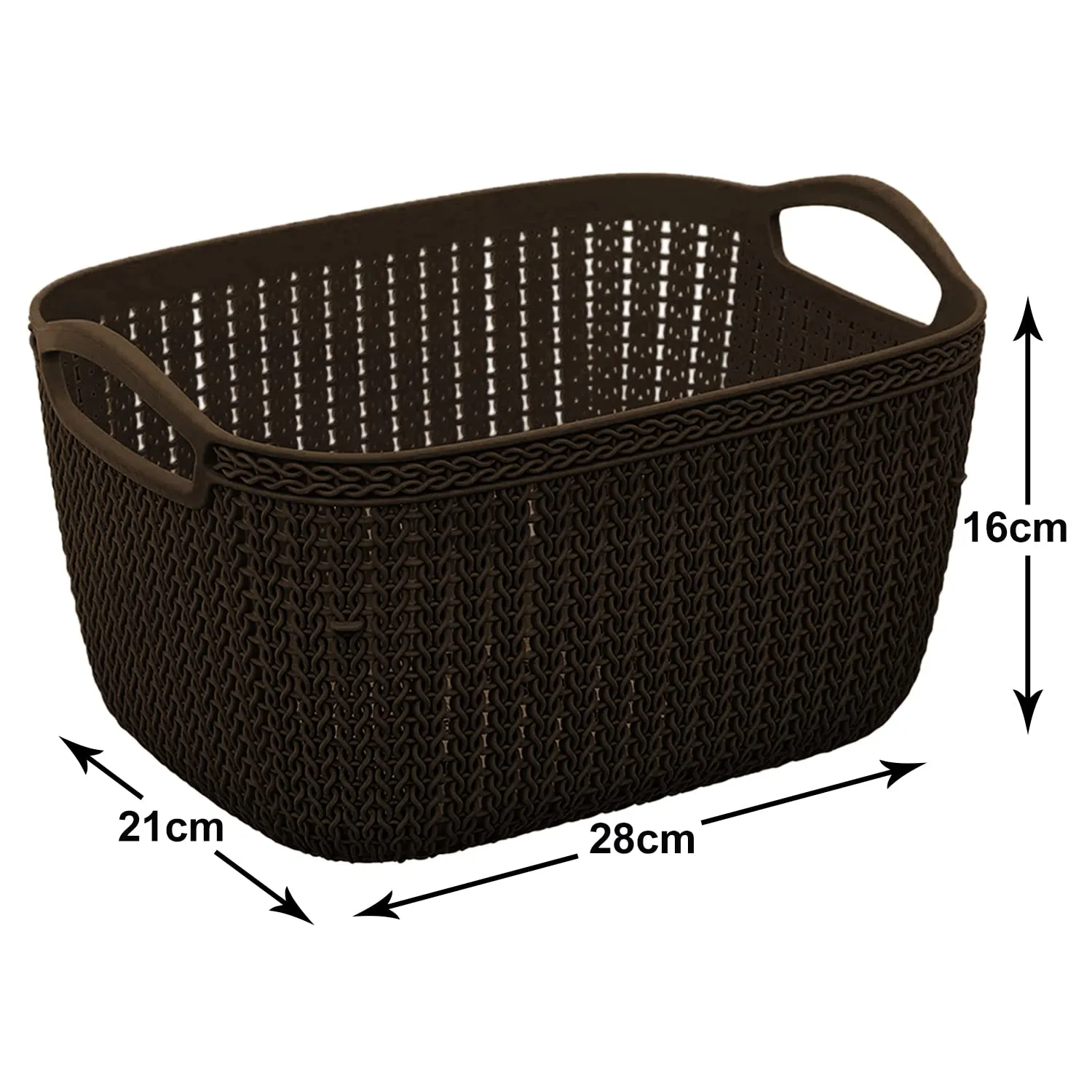 Heart Home Q-6 Designer Plastic Storage Basket For Store Fruits, Vegetables, Magazines, Cosmetics, Stationary Pack of 2 (Brown)-50HH01676