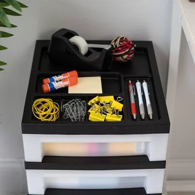 IRIS 5 Drawer Storage Cart with Organizer Top Black