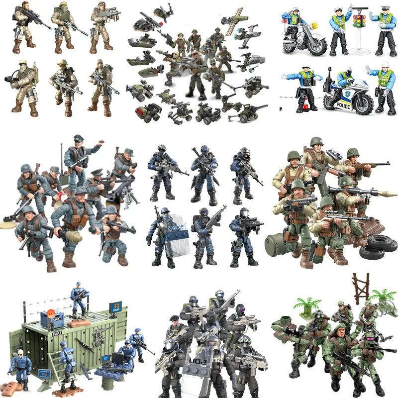 Movable Joint Special Police Team Soldiers 5cm Doll Toy Assembled Soldiers Xj9904 Military Toys