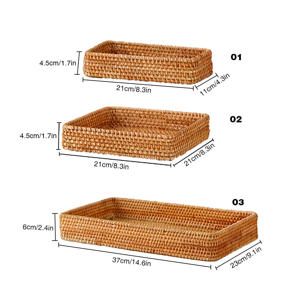 Rattan Storage Box - Storage Tray - Woven basket - Handmade Organizer Basket - Wicker Storage - Cosmetics Desk Organizer - Home Decor