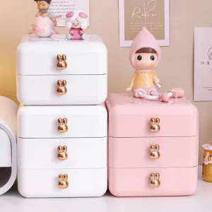 SINOTAO  -  3-layer Desktop Stationery Storage Box Jewelry Drawer Pencil Cabinet Dormitory Sundries Children's Hair Accessories Organizer