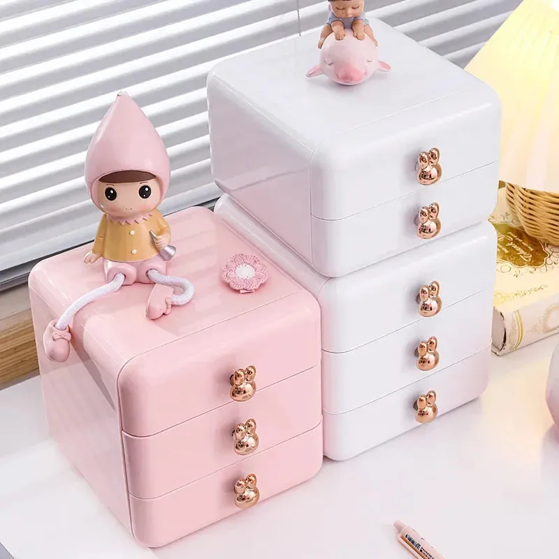 SINOTAO  -  3-layer Desktop Stationery Storage Box Jewelry Drawer Pencil Cabinet Dormitory Sundries Children's Hair Accessories Organizer
