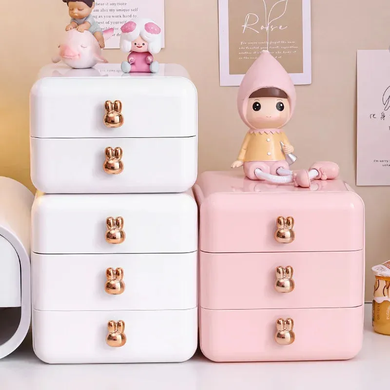 SINOTAO  -  3-layer Desktop Stationery Storage Box Jewelry Drawer Pencil Cabinet Dormitory Sundries Children's Hair Accessories Organizer