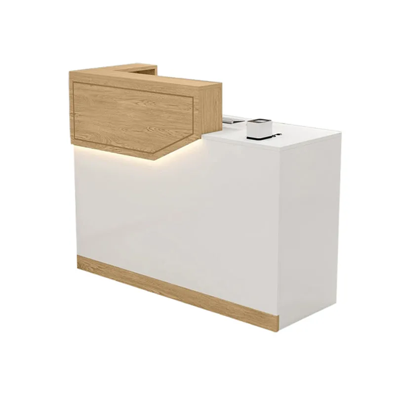 Small Front Desk with Corner and Keyboard Tray for Clothing Stores and Salons JDT-K055