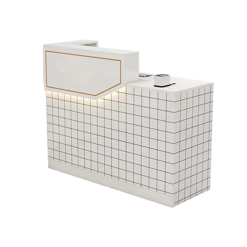 Small Front Desk with Corner and Keyboard Tray for Clothing Stores and Salons JDT-K055