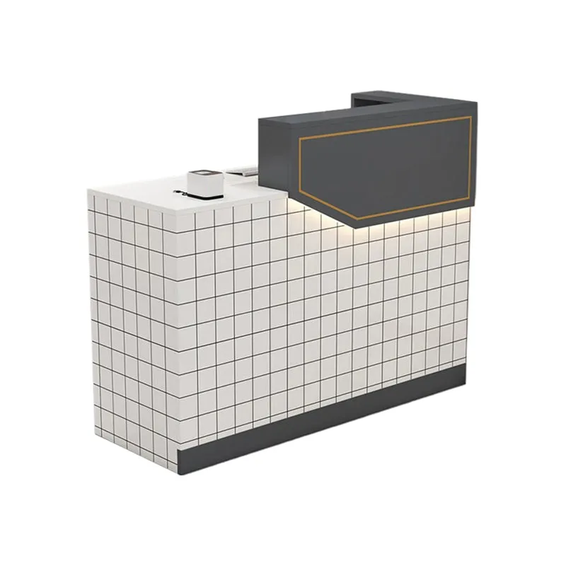 Small Front Desk with Corner and Keyboard Tray for Clothing Stores and Salons JDT-K055