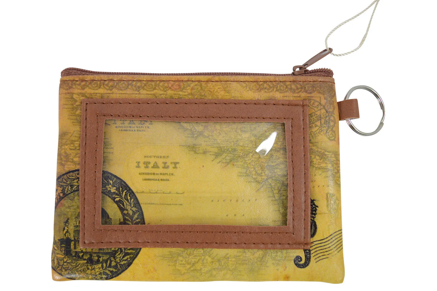 Vintage Map Globetrotter Italy Toilers of the Sea Octopus Coin Purse Keychain